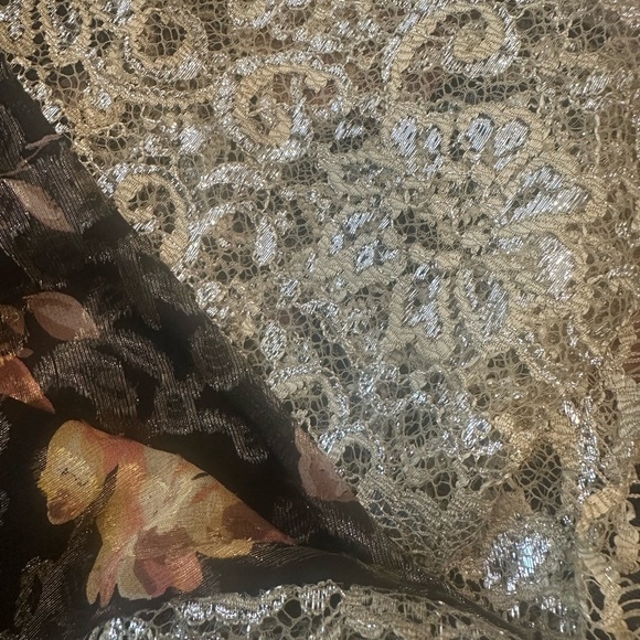 Anthropologie Golden Garden Top 14Medium Velvet Floral Bling Shimmering Sparkles - Picture 3 of 9